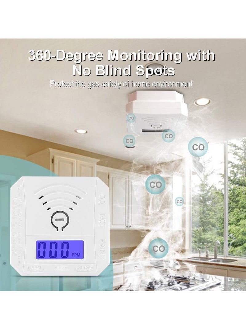 Carbon Monoxide Detector, CO Gas Monitor Alarm Detector CO Sensor with LED Digital Display and Sound Warning for Home, Depot, Battery Powered