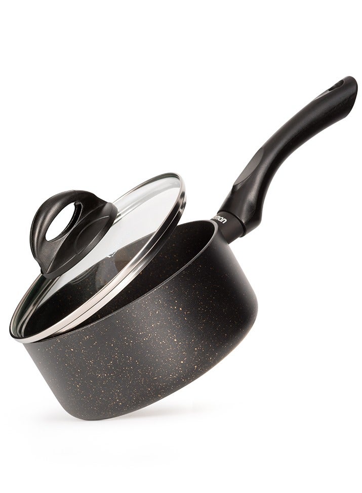 Saucepan with Glass Lid 1.5L, TouchStone Non-Stick Coating Aluminum Saucepan 16x8cm Forde Series