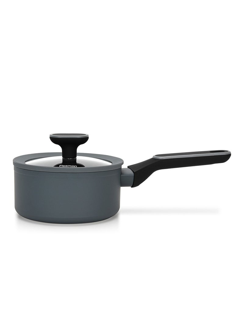 Saucepan 1.4L with Glass Lid, TouchStone Non-Stick Coating Aluminum Saucepan 16x7.9cm Laura Series