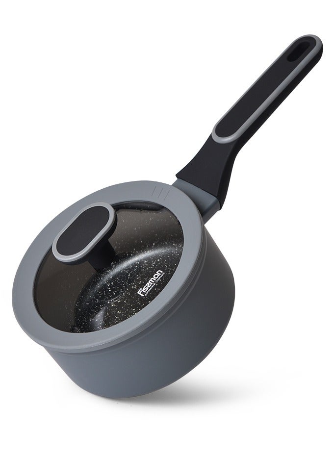 Saucepan 1.4L with Glass Lid, TouchStone Non-Stick Coating Aluminum Saucepan 16x7.9cm Laura Series