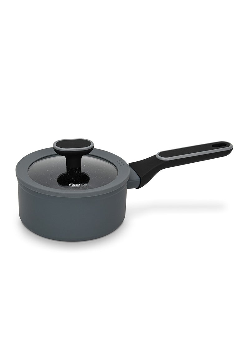 Saucepan 1.4L with Glass Lid, TouchStone Non-Stick Coating Aluminum Saucepan 16x7.9cm Laura Series