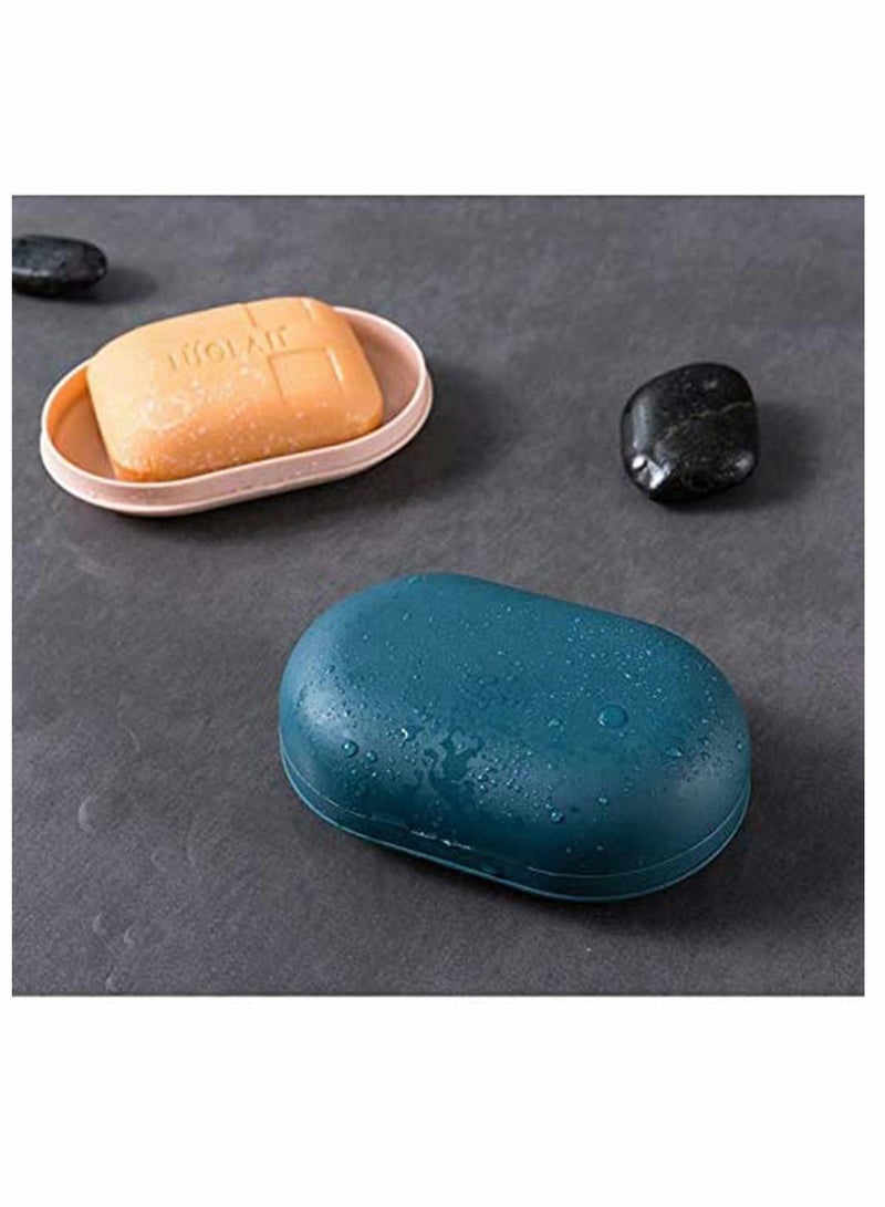 2Pack Soap Dish Travel Soap Box Soap Container Container Soap Tray, Soap Box Case, Holder for Sponges Hand Soap Dish Perfect for Gift, Travel Blue White