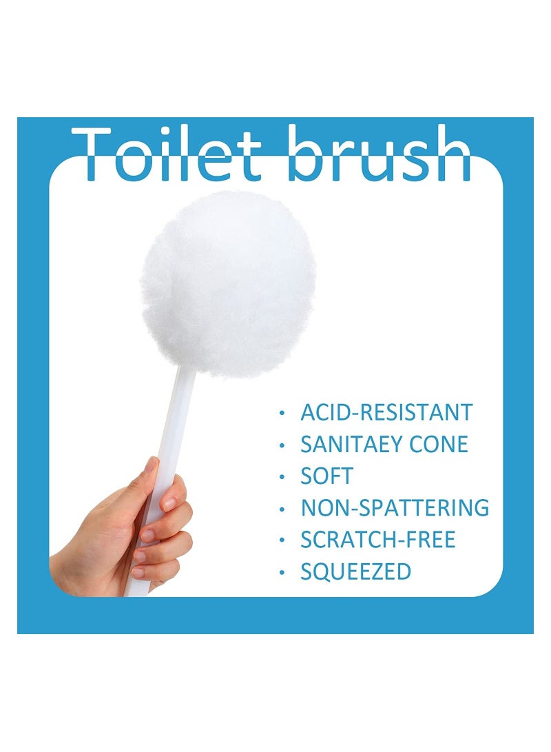 SYOSI Toilet Bowl Brush, Soft White Toilet Swabs, Disposable Toilet Brush Long Plastic Handled Toilet Bowl Mop with Silk Cotton Brush for Bathroom Toilet Bowl, 38 x 11 CM (12 Pack)