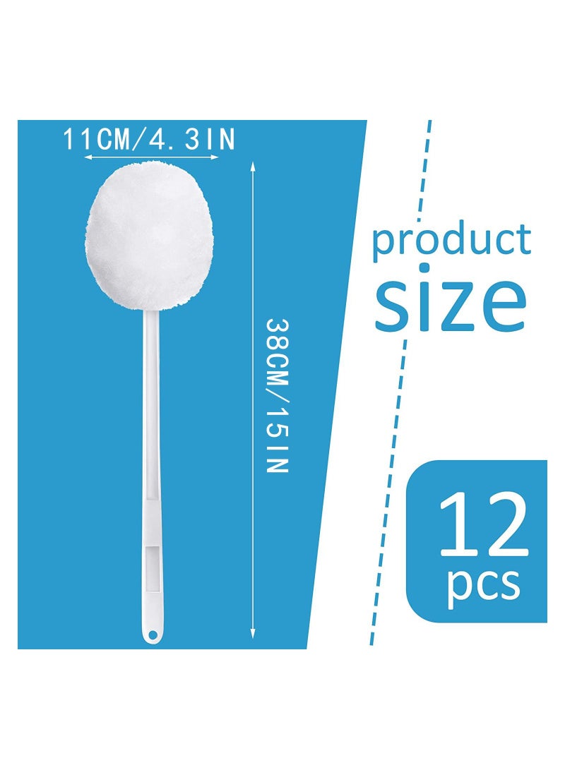 SYOSI Toilet Bowl Brush, Soft White Toilet Swabs, Disposable Toilet Brush Long Plastic Handled Toilet Bowl Mop with Silk Cotton Brush for Bathroom Toilet Bowl, 38 x 11 CM (12 Pack)