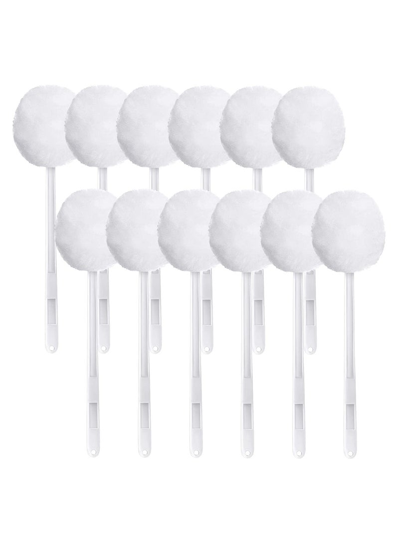 SYOSI Toilet Bowl Brush, Soft White Toilet Swabs, Disposable Toilet Brush Long Plastic Handled Toilet Bowl Mop with Silk Cotton Brush for Bathroom Toilet Bowl, 38 x 11 CM (12 Pack)