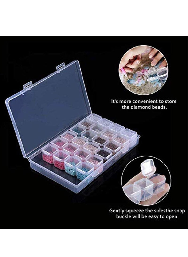 Diamond Painting Box, Embroidery Box, Storage Case for Rhinestone Accessories, Mosaic kit 28 Grids for DIY Art Craft, Nail Diamonds, Bead