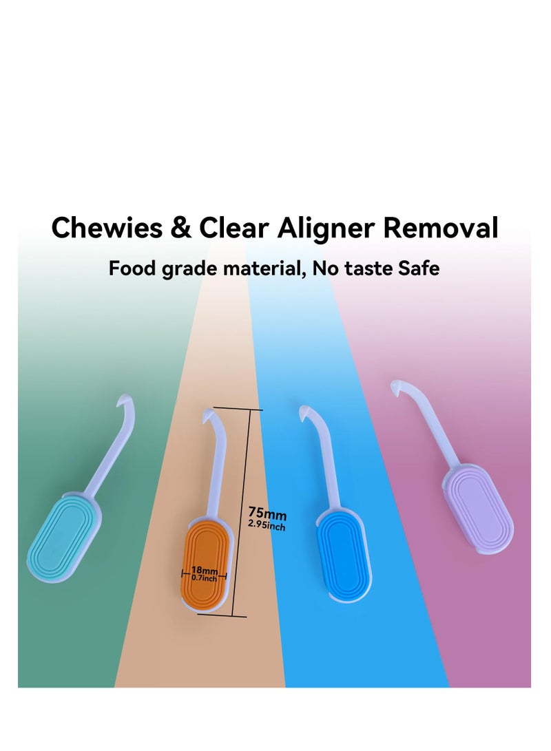 2 in 1 Aligner Removal Tool Chewies, 4 Pcs Aligner Removal & Chewies Tool, Clean and Hygienic Oral Care Accessory, for Invisalign Braces, Trays, Compatible with Aligners, Retainers, Dentures