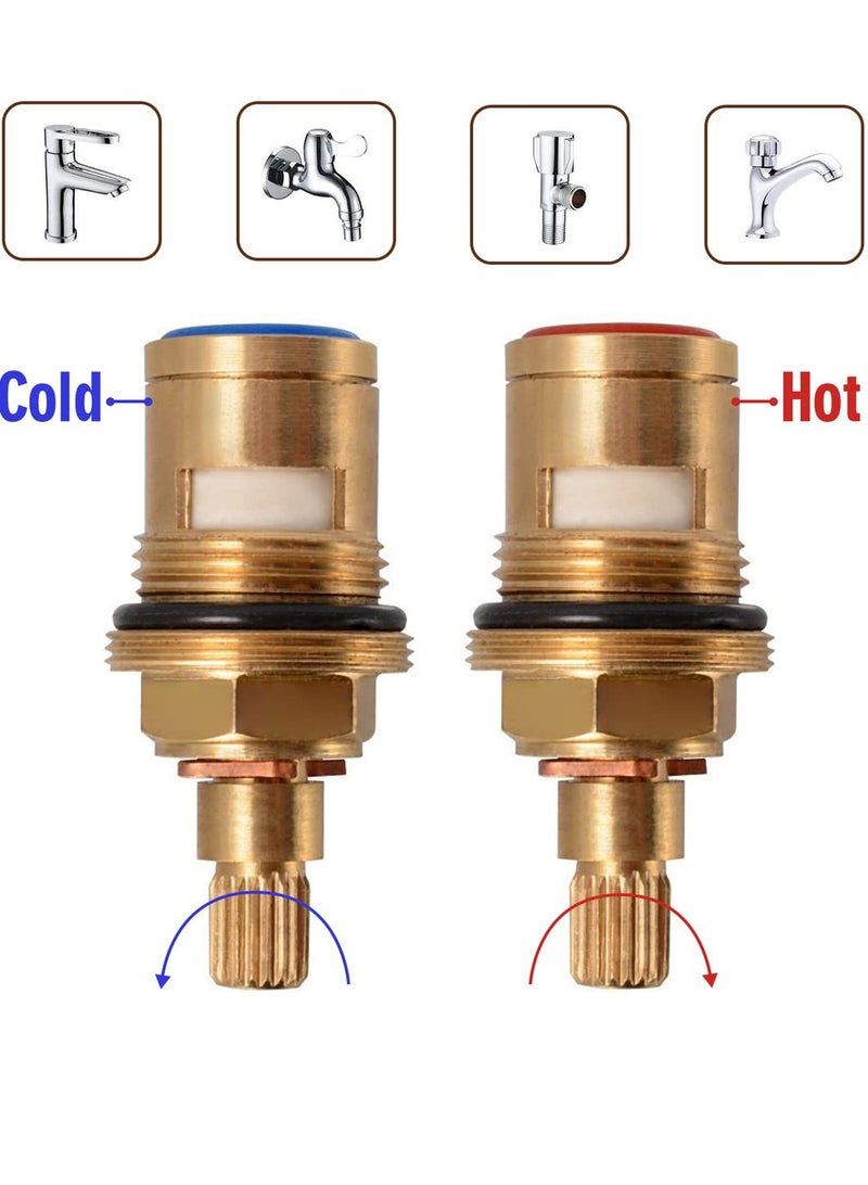 Brass Bathroom Sink Faucet Valve Stem, 2Pcs Hot, and Cold Ceramic Disc Stem Valve Repair Bathroom Faucet Stem Cartridge Replacement - Brass Kitchen faucet Cartridge Replacement for Kitchen Sink