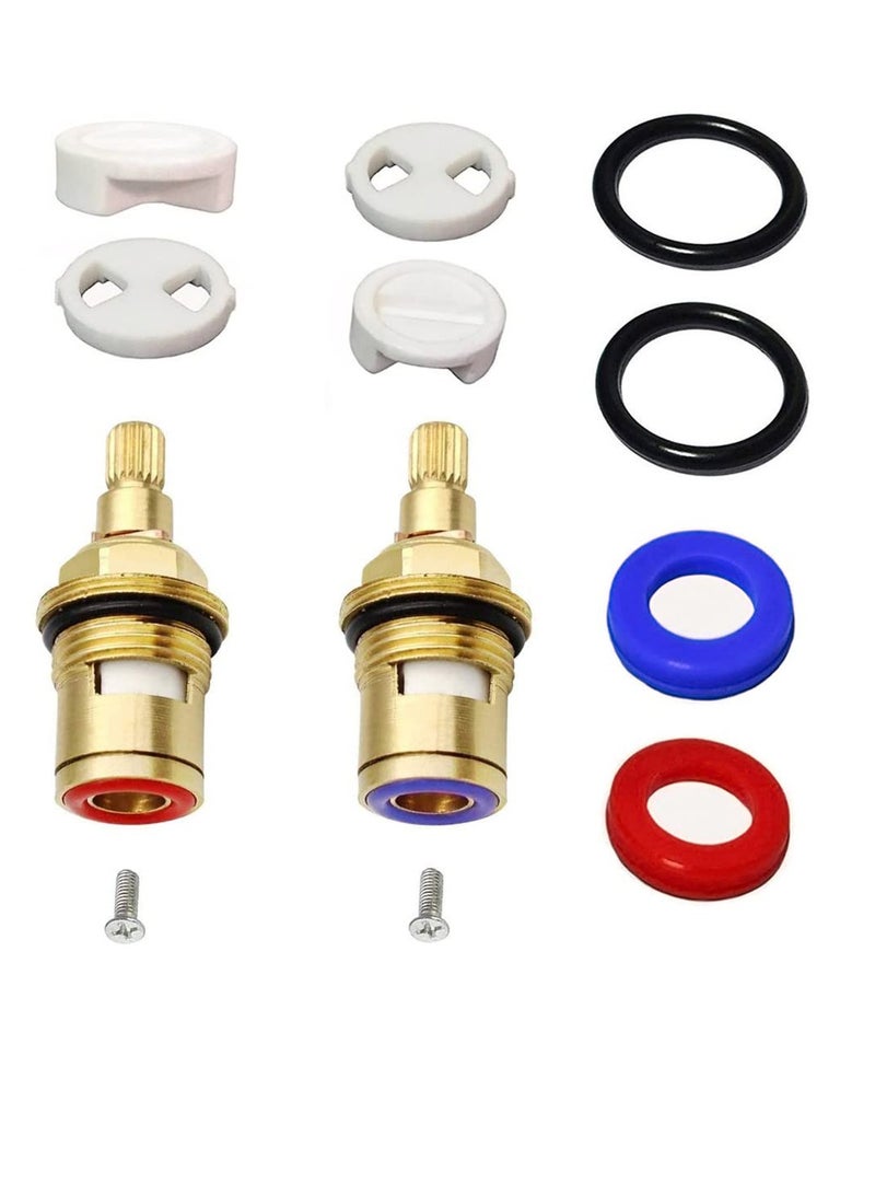 Brass Bathroom Sink Faucet Valve Stem, 2Pcs Hot, and Cold Ceramic Disc Stem Valve Repair Bathroom Faucet Stem Cartridge Replacement - Brass Kitchen faucet Cartridge Replacement for Kitchen Sink