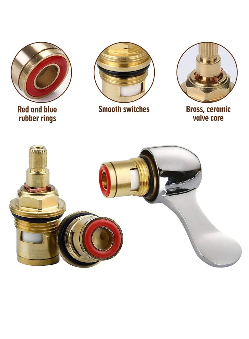 Brass Bathroom Sink Faucet Valve Stem, 2Pcs Hot, and Cold Ceramic Disc Stem Valve Repair Bathroom Faucet Stem Cartridge Replacement - Brass Kitchen faucet Cartridge Replacement for Kitchen Sink