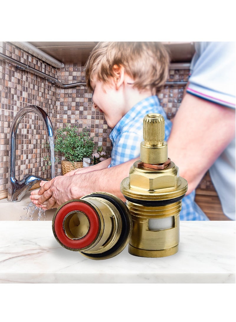 Brass Bathroom Sink Faucet Valve Stem, 2Pcs Hot, and Cold Ceramic Disc Stem Valve Repair Bathroom Faucet Stem Cartridge Replacement - Brass Kitchen faucet Cartridge Replacement for Kitchen Sink