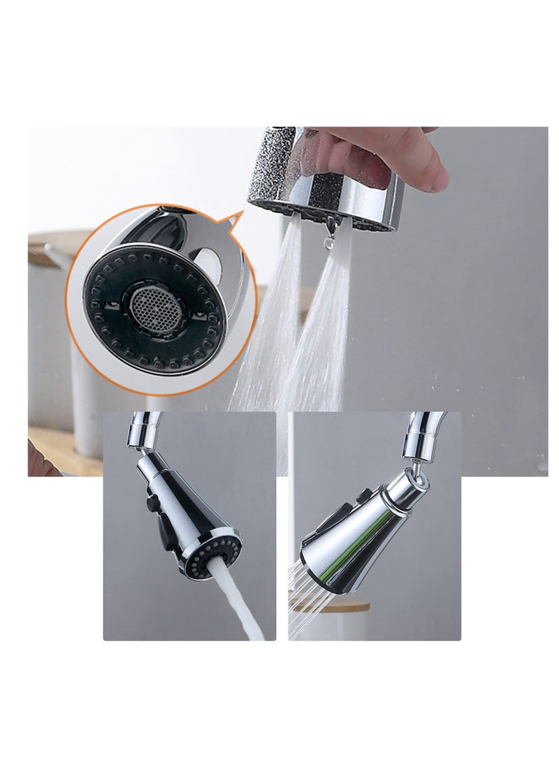 360 degree Swivel Faucet Tap Aerator,with 3 Water Outlet Modes,Water Saving Splash Proof Kitchen Bathroom Head Sink Spout,Apply to 22 to 24mm Tap Spray Head (Sliver)