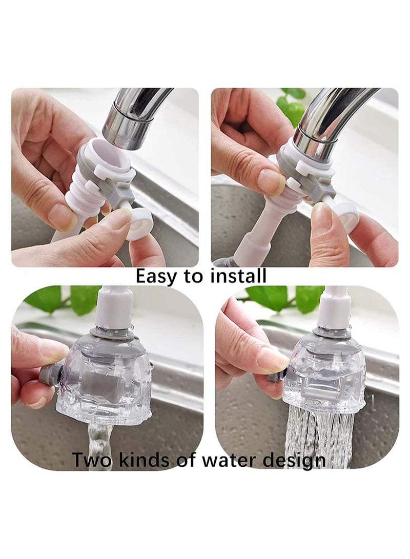 Faucet Nozzle Rotary Water Saving Kitchen Tap Anti Splash Spout Extension Extender Hose Aerator Filter Sprayer Sink Attachment Economizer Bathroom Household 4Pcs