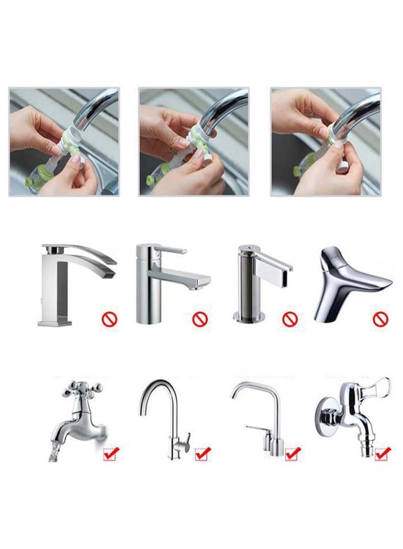 Faucet Nozzle Rotary Water Saving Kitchen Tap Anti Splash Spout Extension Extender Hose Aerator Filter Sprayer Sink Attachment Economizer Bathroom Household 4Pcs