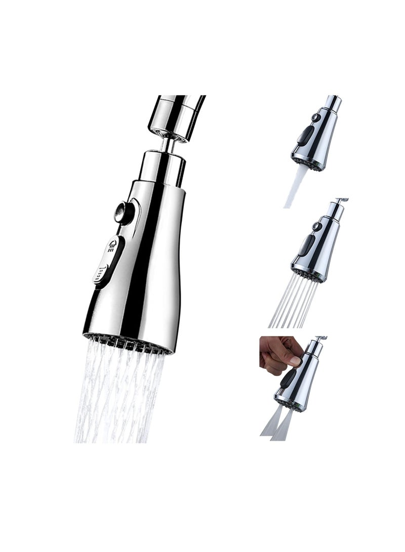 360 degree Swivel Faucet Tap Aerator,with 3 Water Outlet Modes,Water Saving Splash Proof Kitchen Bathroom Head Sink Spout,Apply to 22 to 24mm Tap Spray Head (Sliver)