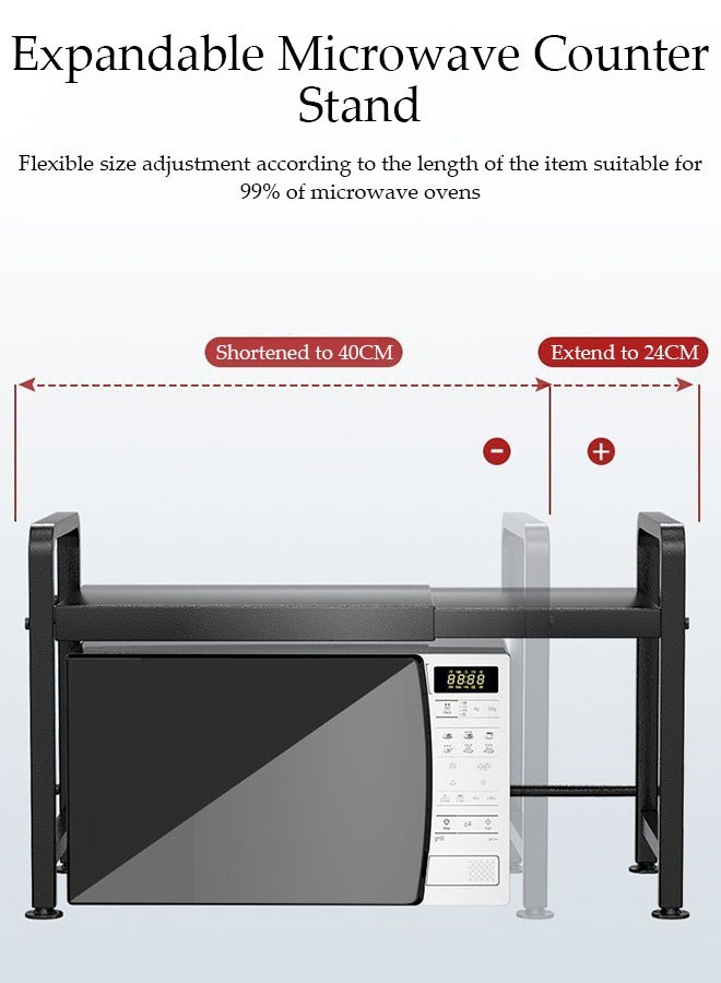 Microwave Oven Rack, Microwave Oven Rack, Expandable Horizontal Extension Microwave Shelf, Toaster Stand Shelf for Kitchen Supplie Kitchen Counter Organizer for Toaster Oven Rice Cooker