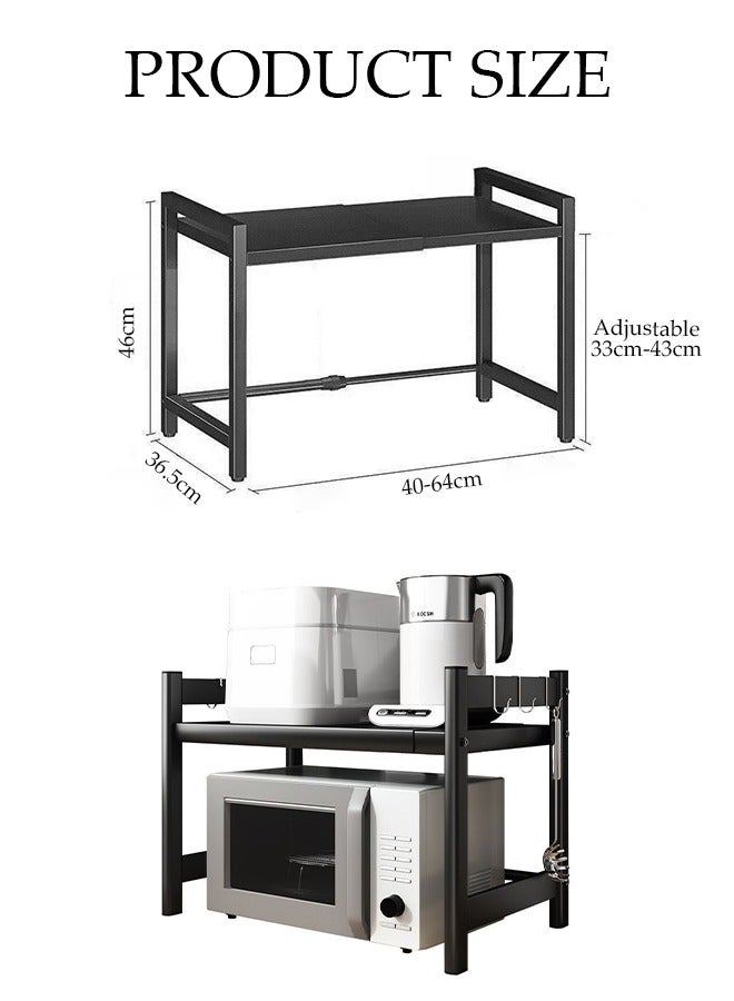 Microwave Oven Rack, Microwave Oven Rack, Expandable Horizontal Extension Microwave Shelf, Toaster Stand Shelf for Kitchen Supplie Kitchen Counter Organizer for Toaster Oven Rice Cooker