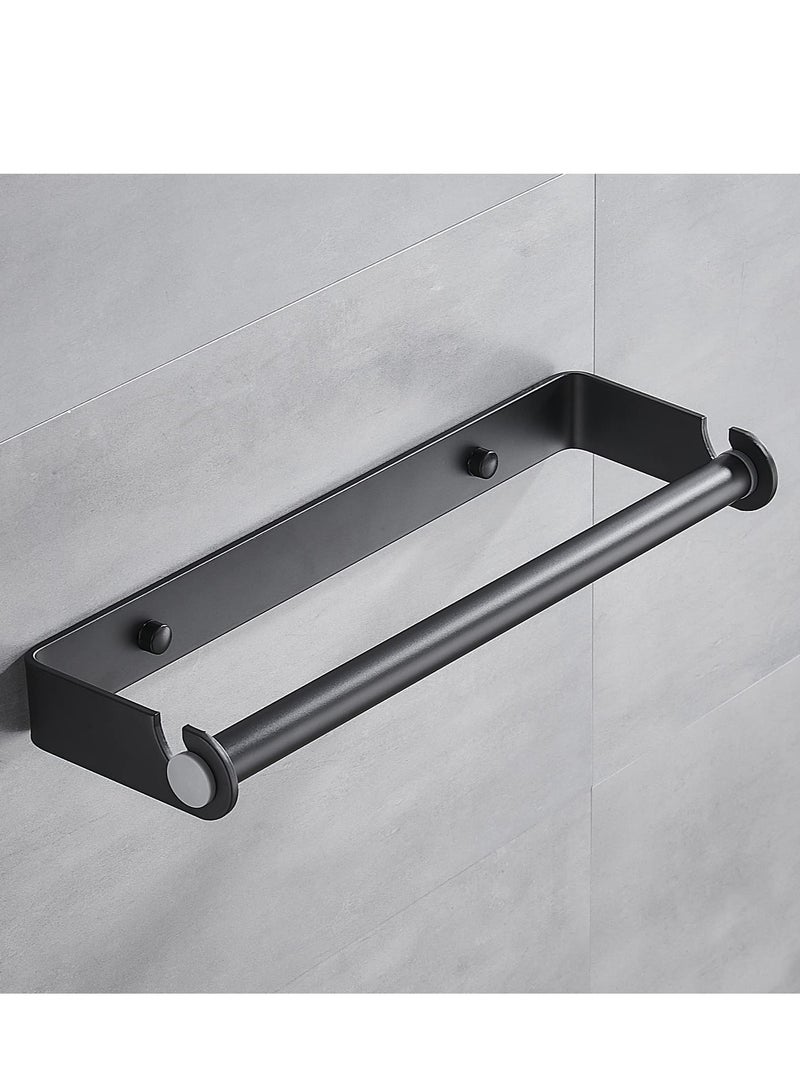 Paper Towel Holder Under Cabinet, Paper Roll Holder,Self Adhesive or Screw Mounting Paper Towel Holder Wall Mount Keep your kitchen organized (Black)