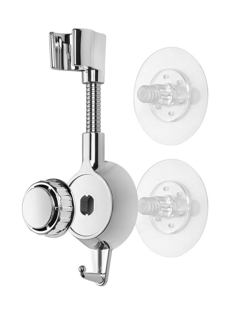 360 Degree Adjustable Shower Head Holder, Bathroom Suction Cup Handheld Shower Head Bracket, Removable Handheld Showerhead & Wall Mounted Suction Bracket (Silver)