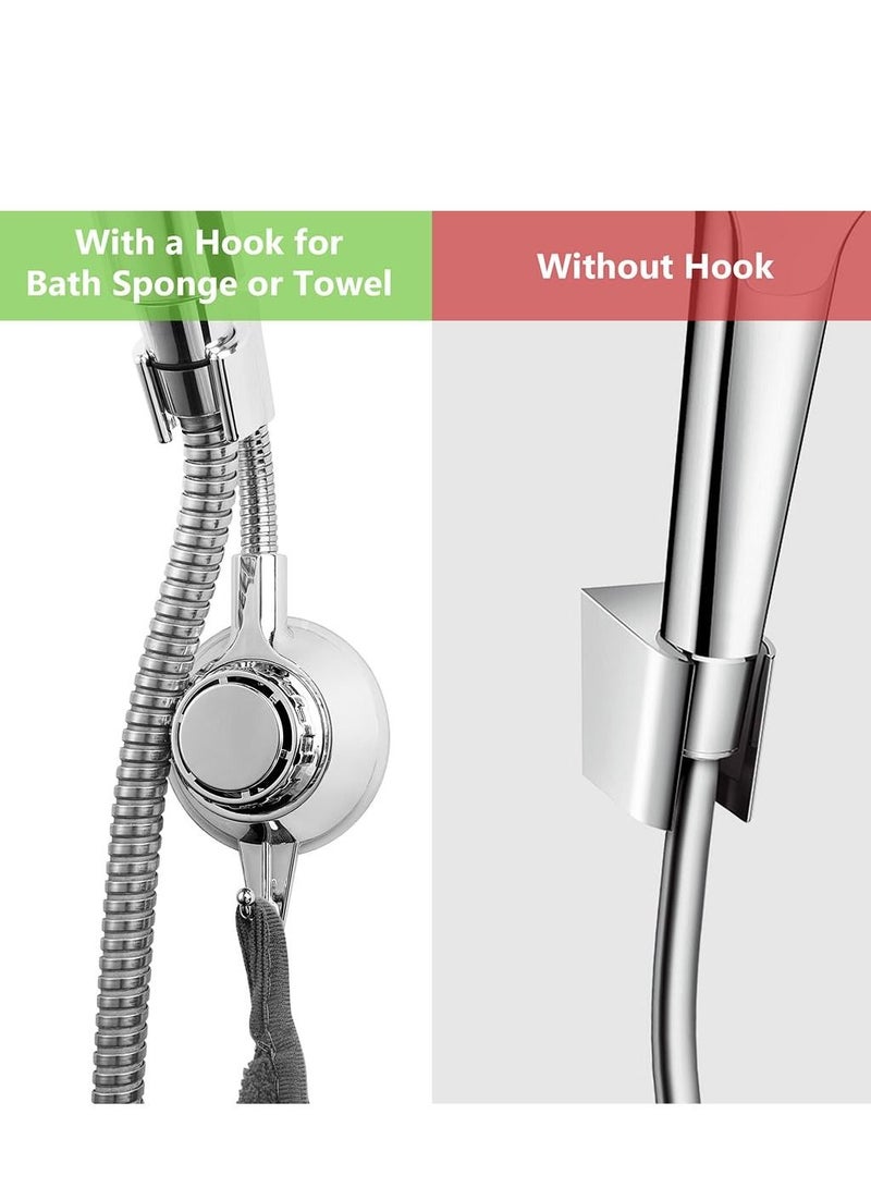 360 Degree Adjustable Shower Head Holder, Bathroom Suction Cup Handheld Shower Head Bracket, Removable Handheld Showerhead & Wall Mounted Suction Bracket (Silver)