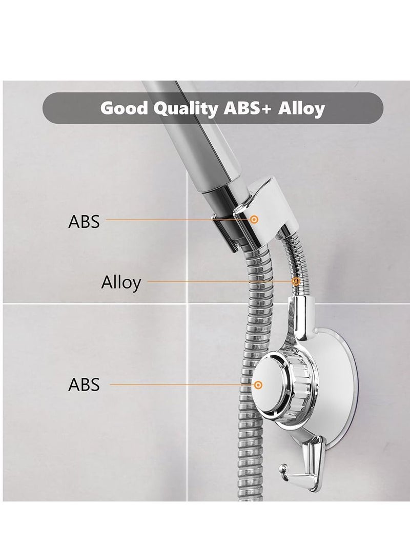 360 Degree Adjustable Shower Head Holder, Bathroom Suction Cup Handheld Shower Head Bracket, Removable Handheld Showerhead & Wall Mounted Suction Bracket (Silver)