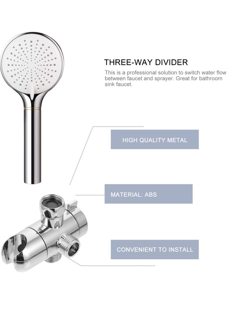 Hose Bracket for Bathroom Accessory, Shower Three-way Way Arm Inch Use Water Mounted Hardware, Three Valves Head Divider, For Rain Shower Head & Handheld Shower Head