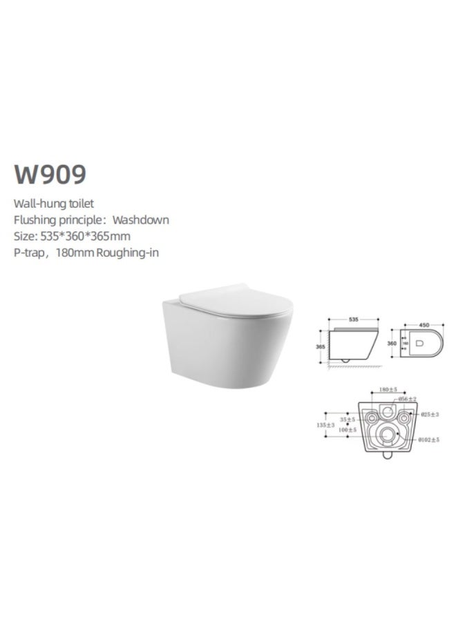 Milano Navi Pro Wall Hung Wc W909 535*360*365 White