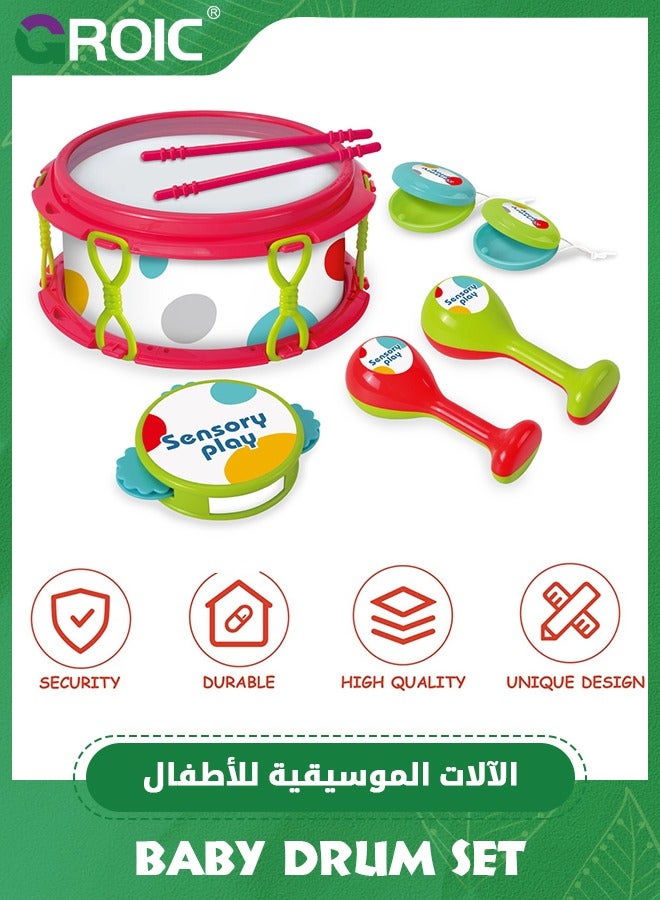 6 Pcs Baby Musical Instruments, Musical Toys for Toddlers 1-3, Baby Drum Set Kids Musical Instruments, Preschool Educational Toy Instruments Birthday Toys Gifts for Boys Girls