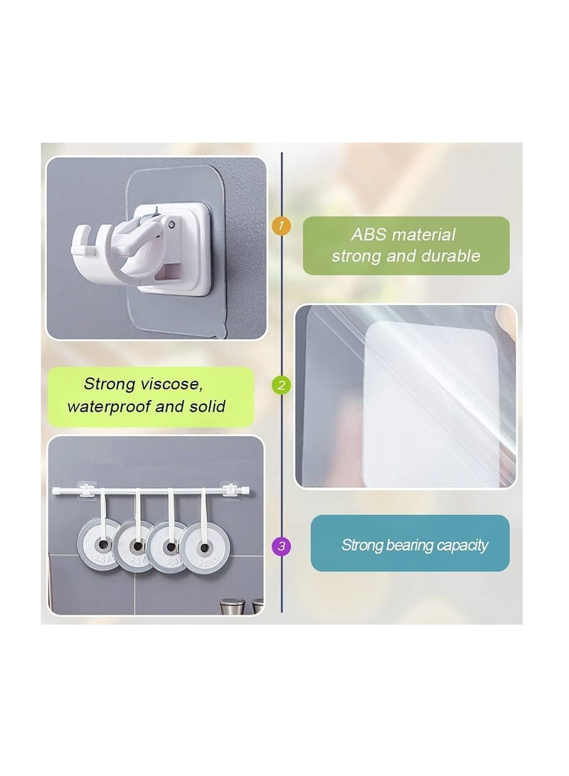 8 Pieces Self Adhesive Curtain Rod Bracket, No Drill Drapery Hooks Holder, Plastic Easy Sticky Curtain Rod Hooks for Kitchen, Bathroom, Hotel (White)