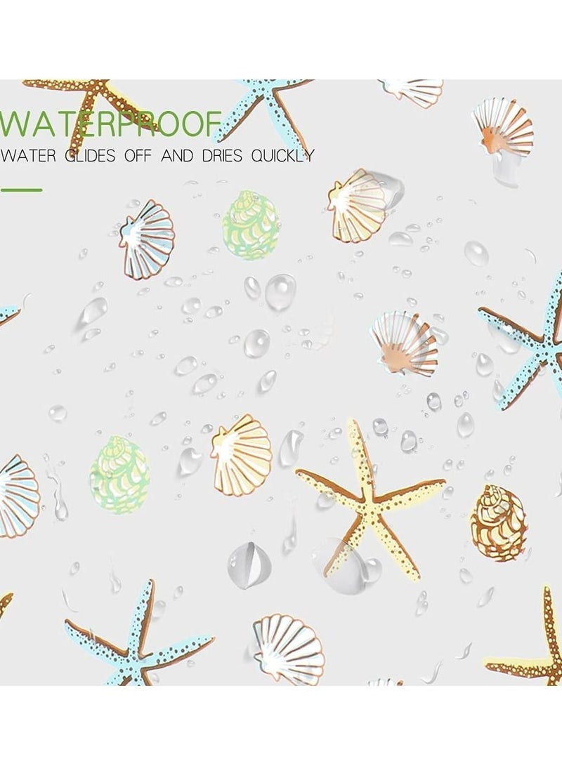 Shower Curtain Liner, 72 Inch Waterproof PEVA Shower Curtain Liners with Metal Grommets and 12 Plastic Hooks Thick Bathroom Plastic Shower Curtain Liner, Creative Starfish Printing Curtain