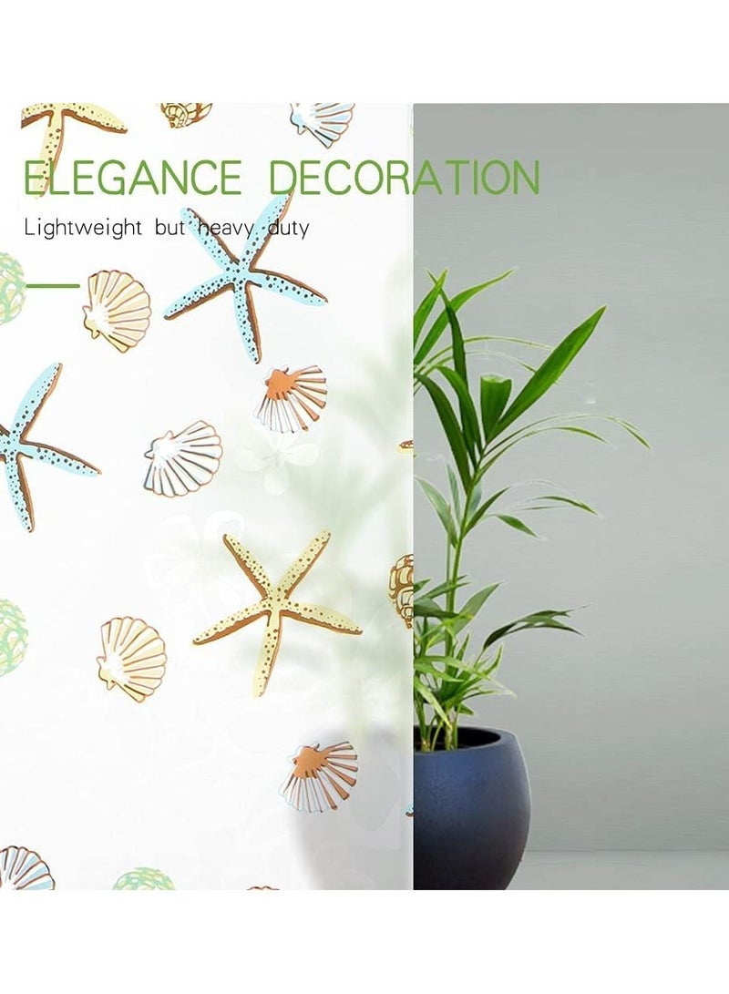 Shower Curtain Liner, 72 Inch Waterproof PEVA Shower Curtain Liners with Metal Grommets and 12 Plastic Hooks Thick Bathroom Plastic Shower Curtain Liner, Creative Starfish Printing Curtain