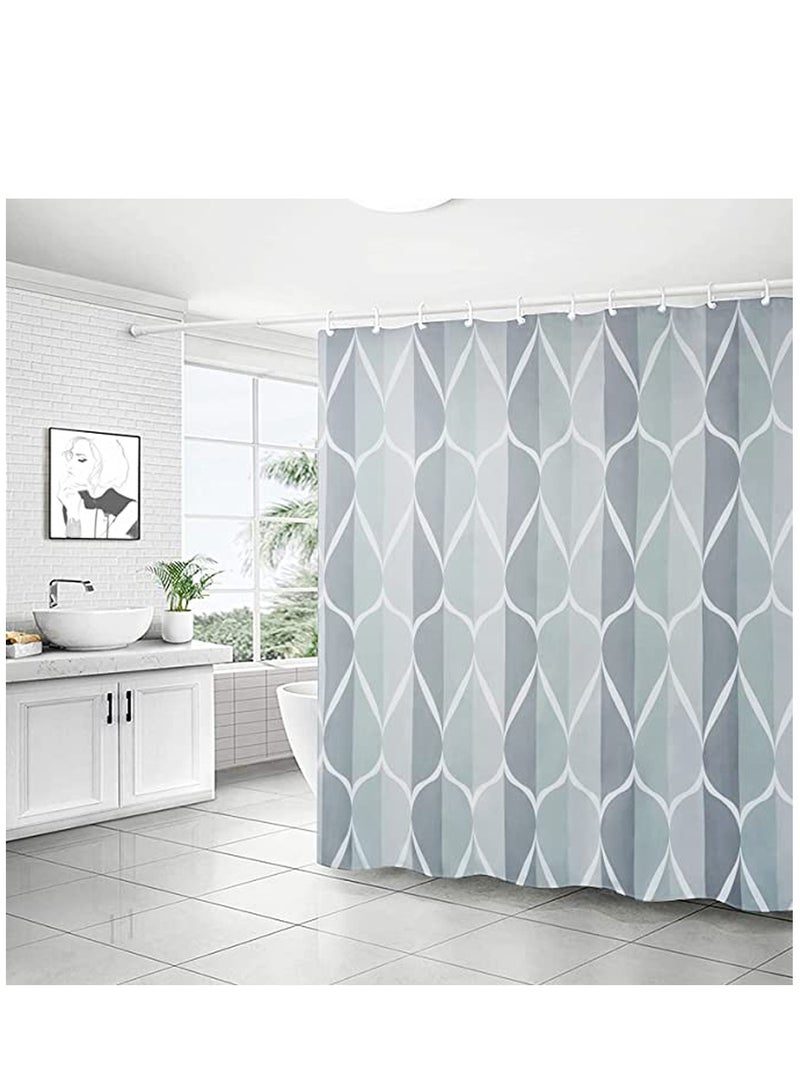 Grey Fabric Shower Curtain, Waterproof Design and Polyester, Shower Curtains Set for Bathroom W 72 x H 72, Durable and Washable with 12 Hooks