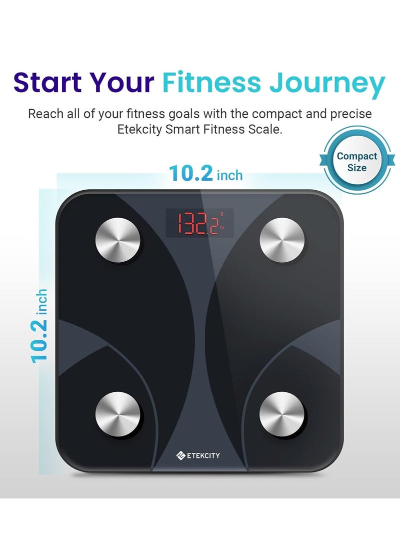 Smart Scale C1 with Bluetooth, Body Fat Scale, Wireless Digital Bathroom Scale, 12 Measurements, Weight/Body Fat/BMI, Fitness Body Composition Analysis, Black/White, lbs/kg