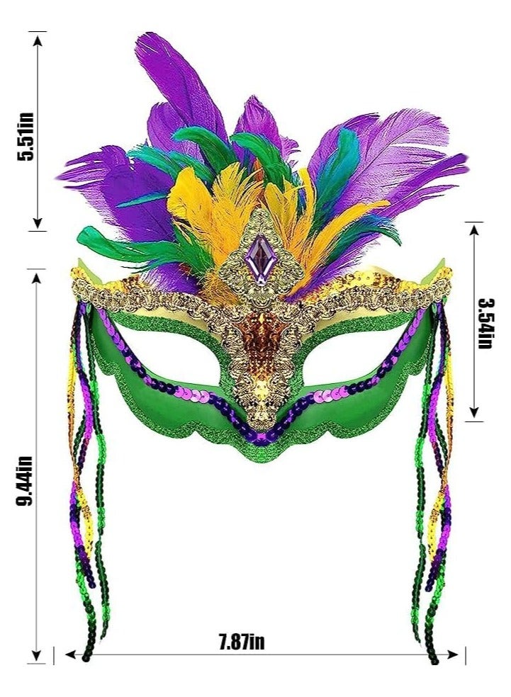 Masquerade Mask for Women, Mardi Gras Masquerade Mask with Feathers Venetian Mask for Masquerades Cosplay Party Specially for Costume