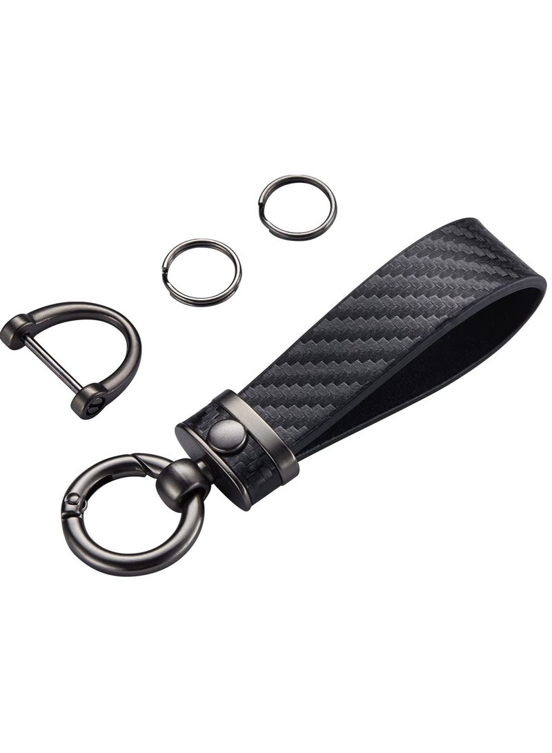 Carbon Fiber Style Car Keychain Microfiber Leather Key Chain Universal Chains for Fobs Men and Women