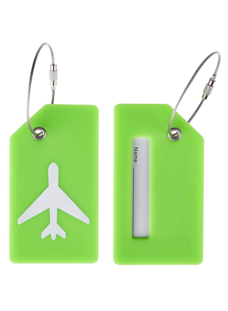 5 Pack Silicone Luggage Tag, With Name ID Card Quickly Spot Luggage Suitcase, Anti-lost Tag, Green