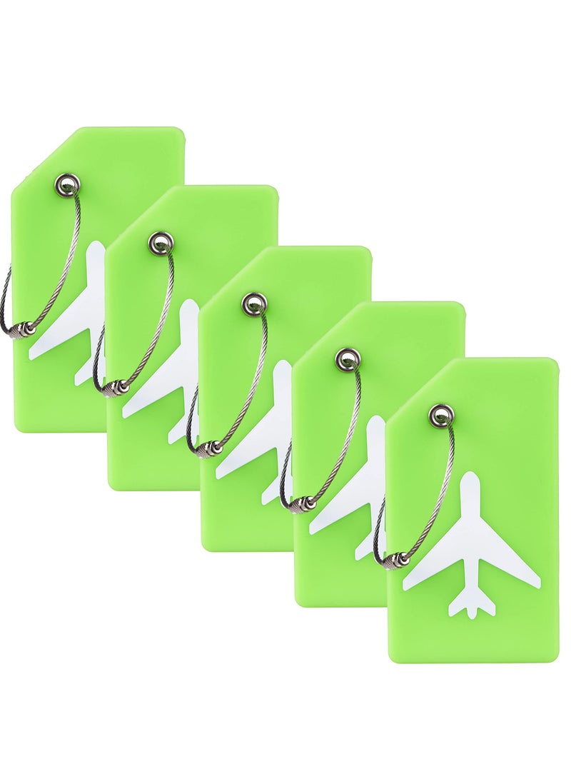 5 Pack Silicone Luggage Tag, With Name ID Card Quickly Spot Luggage Suitcase, Anti-lost Tag, Green