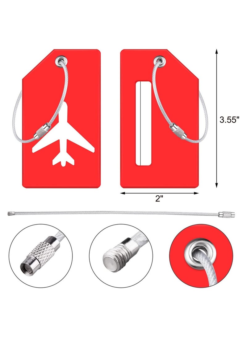 Silicone Luggage Tag, With Name ID Card Quickly Spot Luggage Suitcase, Anti-lost Tag, ELECDON Personality Tag 5 Pack Luggage Tags Bag Tag Stainless Steel Loop Red