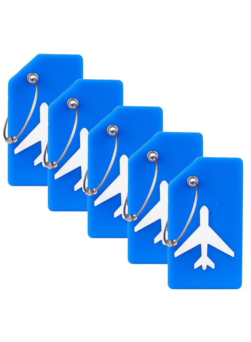 5 Pack Silicone Luggage Tag, With Name ID Card Quickly Spot Luggage Suitcase, Anti-lost Tag, Blue