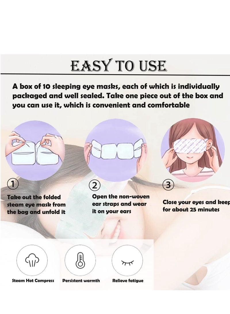 Relaxing Steam Eye Mask, 10 Pack Spa Treatment for Tired Eyes and Stress Relief