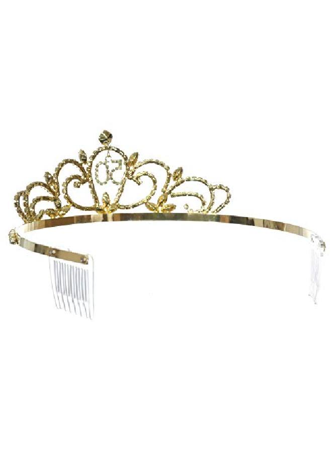 Gold Birthday Party Rhinestone Crystal Tiara Crown 50Th Fifty Fiftieth T1318