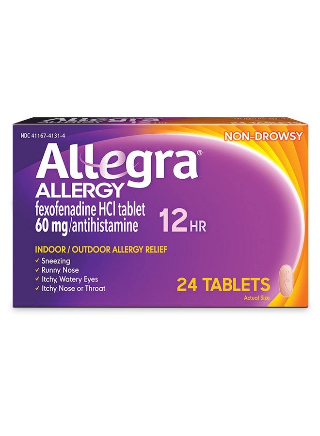 Adult 12Hr Non-Drowsy Antihistamine, Fast-Acting Allergy Symptom Relief, 60 Mg, 24 Count (Pack Of 1)