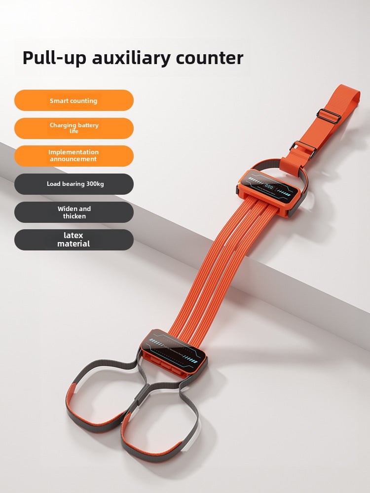 Adjustable Pull-Up Assist Band TrainerVigor Orange-pull-up booster belt-counting Vigor Orange-pull-up booster belt-counting