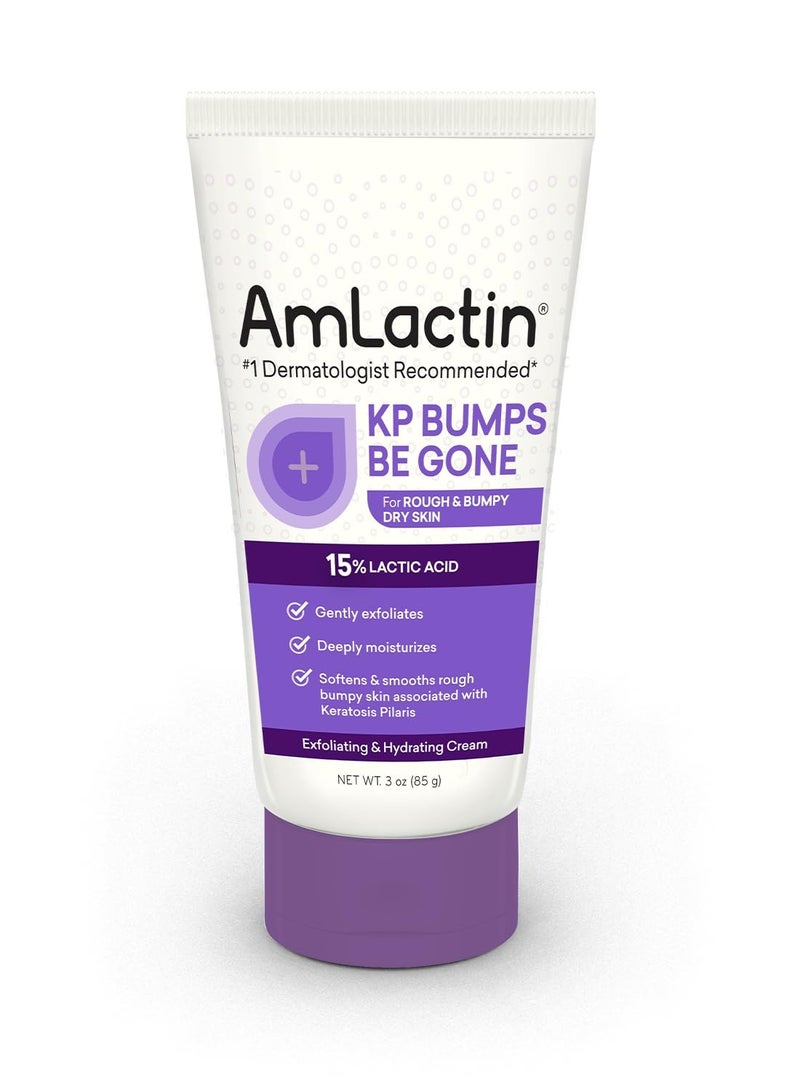 KP Bumps Be Gone 3 oz Keratosis Pilaris Moisturizing Cream with 15% Lactic Acid Exfoliator and Moisturizer for Dry Rough and Bumpy Skin Packaging May Vary