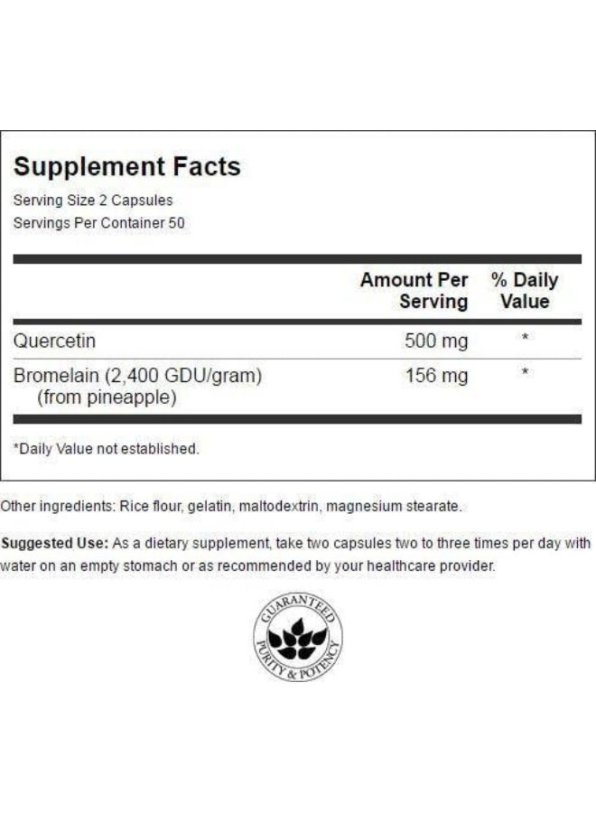 Quercetin & Bromelain 500 Mg / 156 Mg 100 Caps