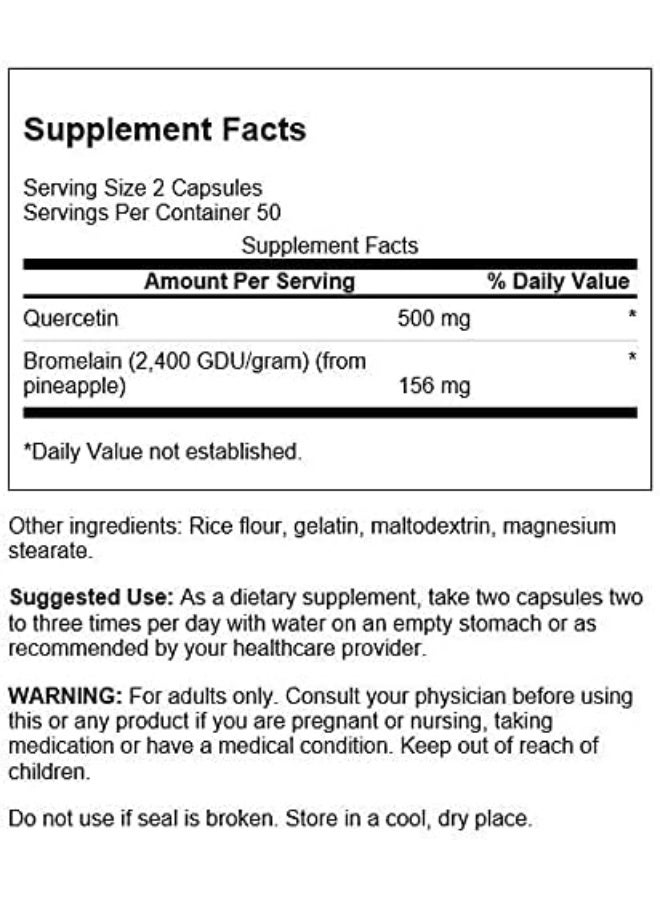 Quercetin & Bromelain 500 Mg / 156 Mg 100 Caps