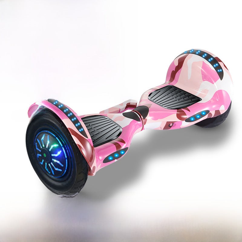 Kids 7-inch Balance Bike with Bluetooth Running Lights 10 inch luminous camouflage powder