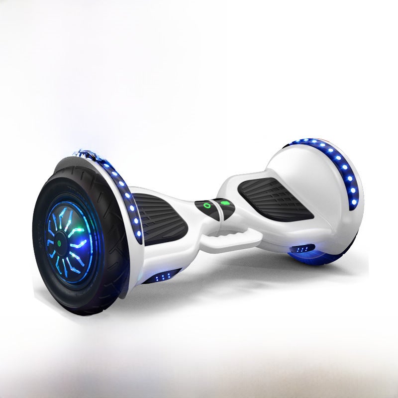 Kids 7-inch Balance Bike with Bluetooth Running Lights 10 inch luminous Ivory White