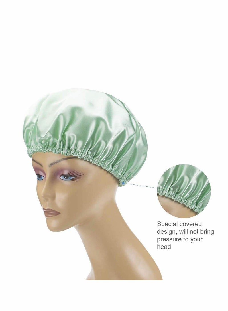 4 Pack Shower Cap, 4 Pack Luxury Shower Cap Waterproof & Double Layer Reusable Bath Shower Cap for Women Spa, Hair Salon, Home Hotel Travel Use