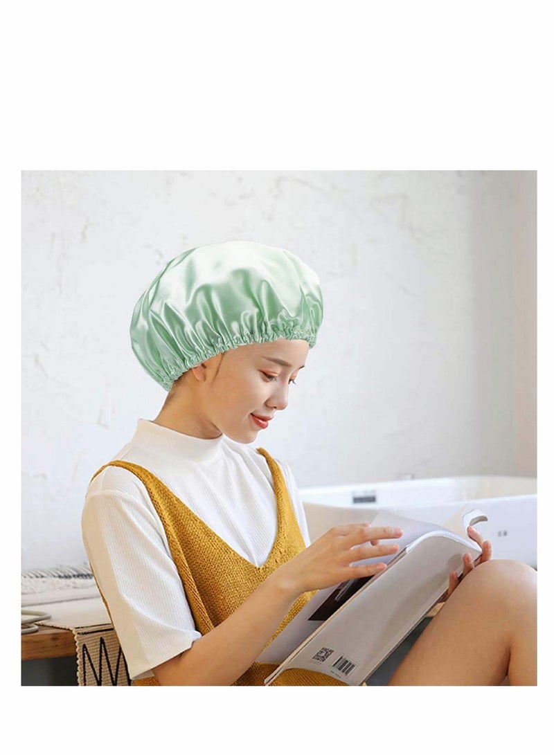 4 Pack Shower Cap, 4 Pack Luxury Shower Cap Waterproof & Double Layer Reusable Bath Shower Cap for Women Spa, Hair Salon, Home Hotel Travel Use